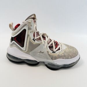 Nike LeBron 19 Sketch White/Black/University Red Men's Athletic Sneakers Size 7